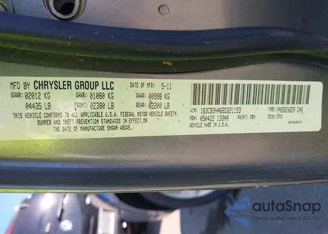 2011 Dodge Caliber Mainstreet z USA, uszkodzony, nr VIN 1B3CB3HA6BD221153